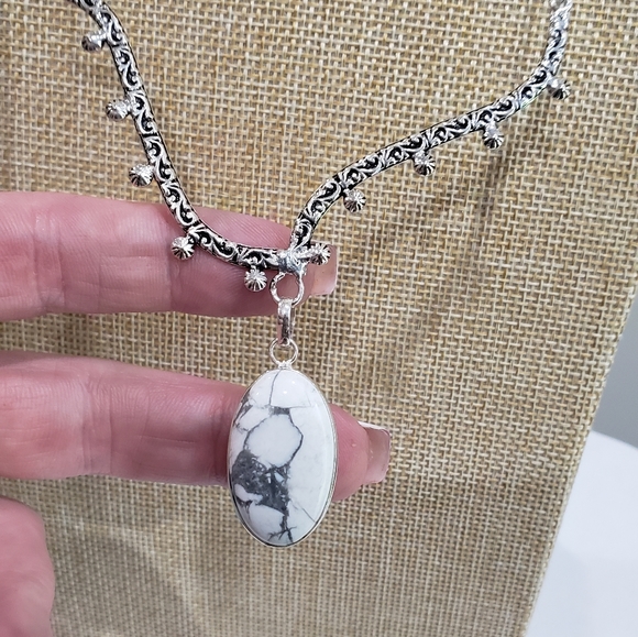 Handmade Howlite 925 Silver Fashion Necklace - Picture 11 of 14